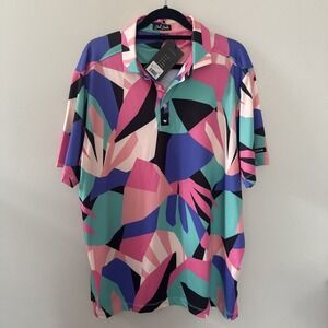 Bad Birdie Golf Polo Men 2XL Abstract Pink Performance NWT